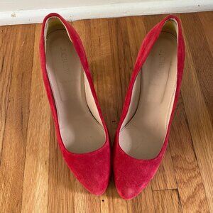 JCREW Red Suede Heels size 7 1/2